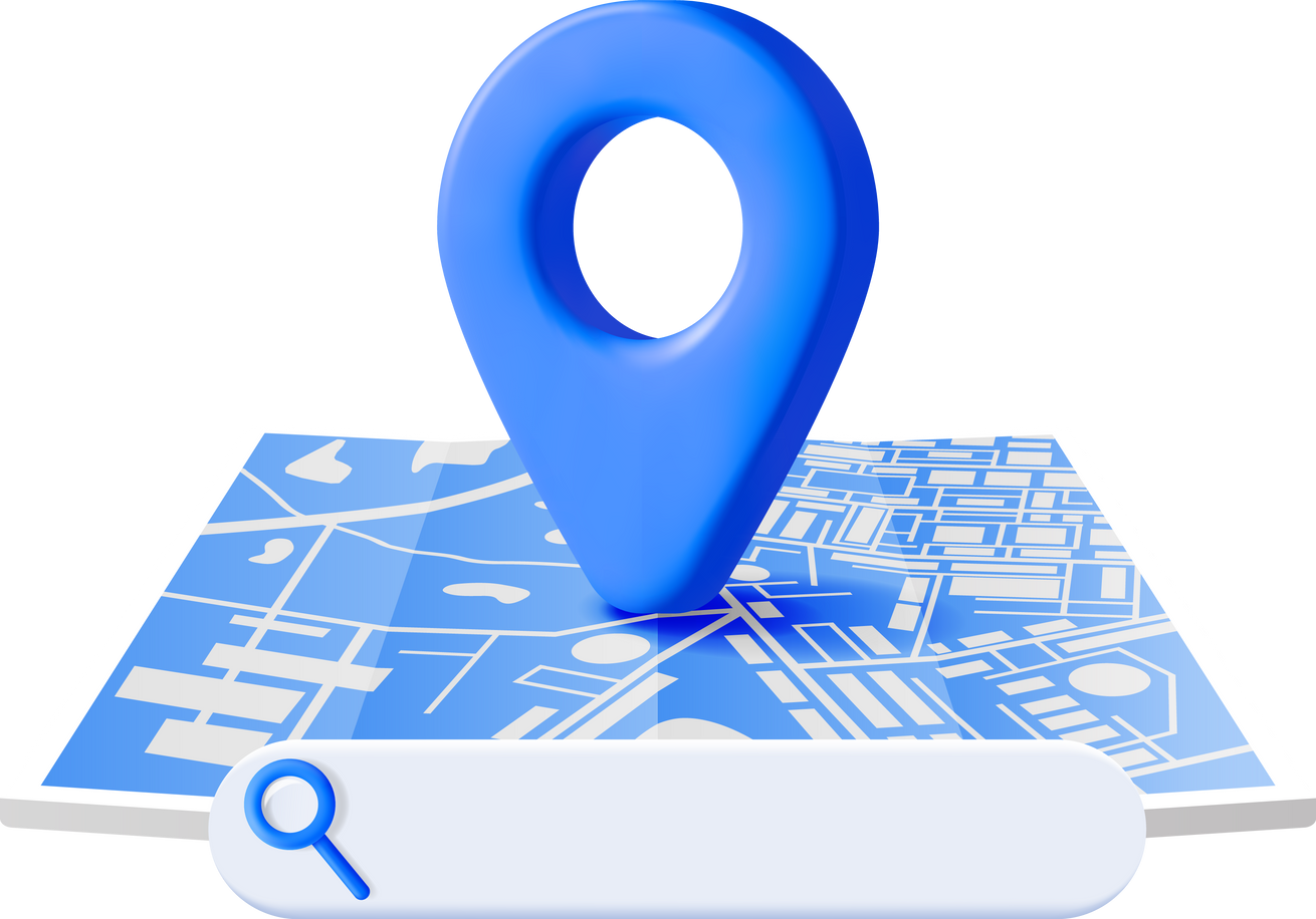 3D Location Folded Paper Map, Search Bar and Pin