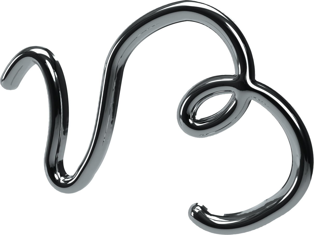 3D Silver Chrome Shape Simple Squiggle Blob