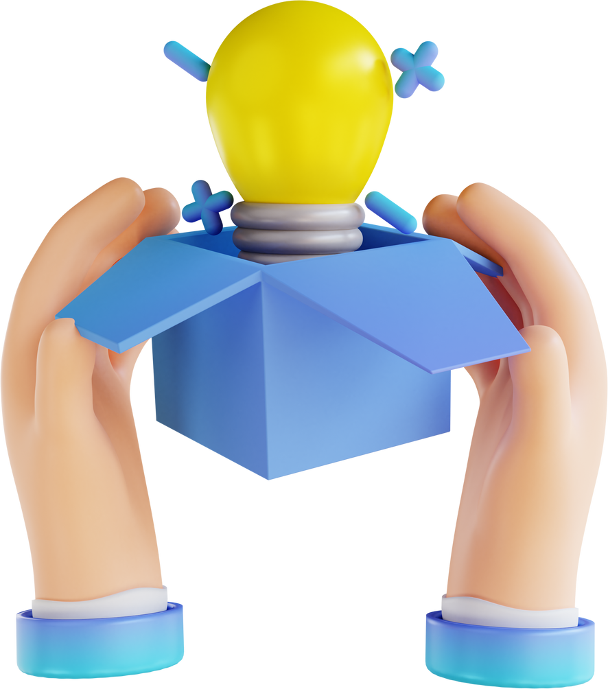 3D illustration hand and get a surprise idea