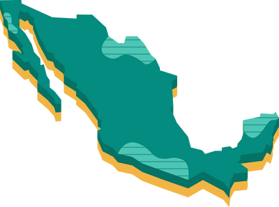 3d vector map of Mexico