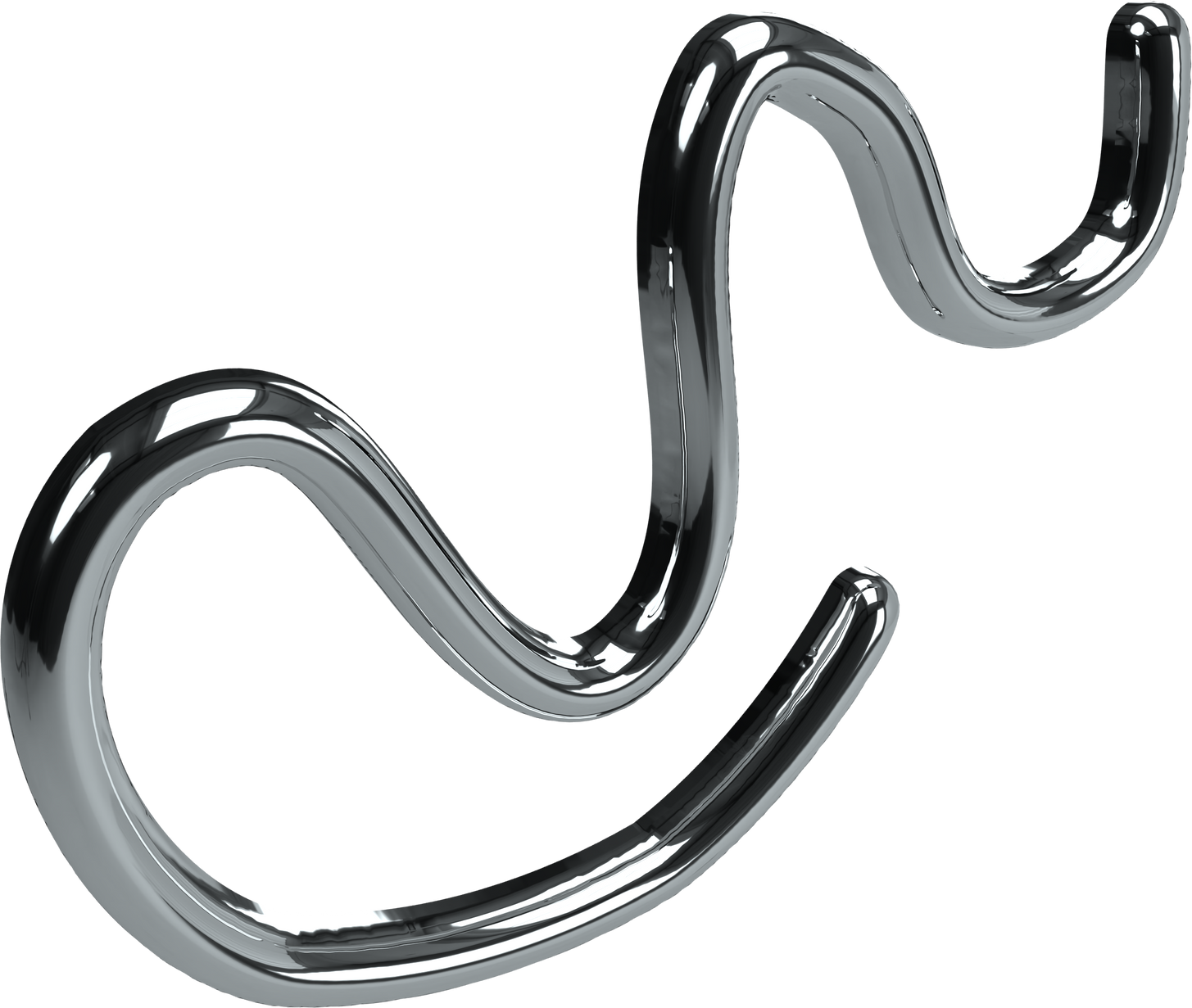 3D Silver Chrome Shape Simple Squiggle Blob